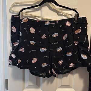 Cozy Black Pajama Shorts with Dog Print